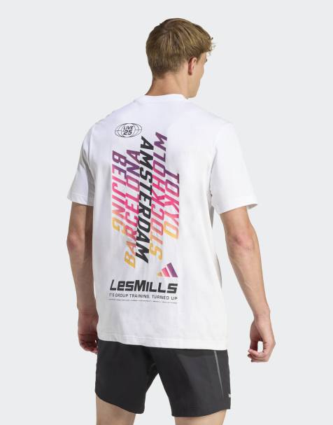 adidas performance Lesmills tour graphic t-shirt in white