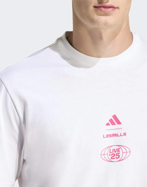 adidas Performance - Lesmills Tour - T-shirt met grafische print in wit, 4 van 5