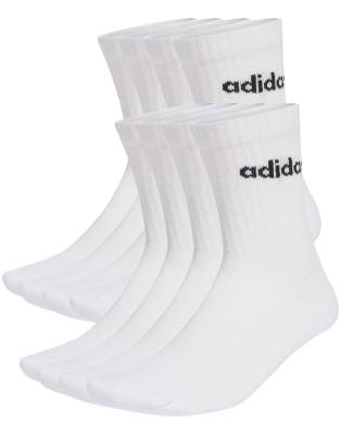 adidas Performance - Linear - 10 Paar gepolsterte Crew-Socken in Weiß / Schwarz
