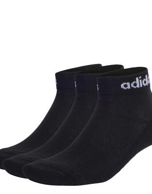 adidas performance - Linear - 3 Paar gepolsterte Knöchelsocken in Schwarz / Weiß