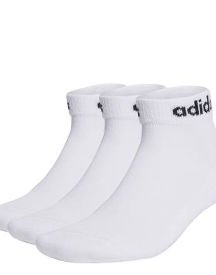 adidas Performance - Linear - 3 Paar gepolsterte Knöchelsocken in Weiß / Schwarz