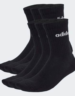 adidas Performance - Linear - 6 Paar gepolsterte Socken in Schwarz / Weiß