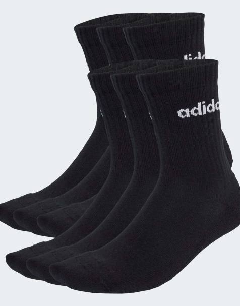 adidas Performance – Linear – 6 Paar gepolsterte Socken in Schwarz / Weiß - view 1
