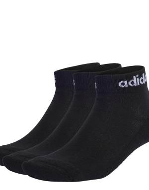 adidas performance Linear ankle cushioned socks 3 pairs in black and white