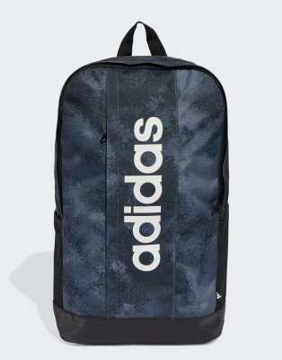 adidas performance Linear camo graphic backpack in grey five / grey six / black /