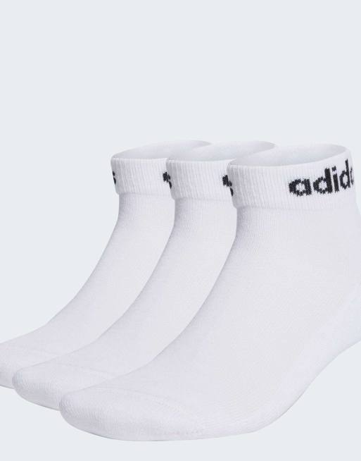 adidas performance - Linear - Confezione da 3 paia di calzini alla caviglia imbottiti bianchi e neri, 2 di 2