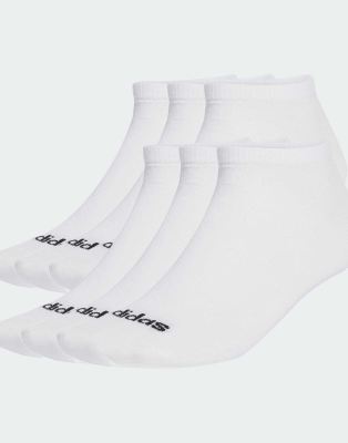 adidas performance Linear crew socks cushioned socks 6 pair pack in white / black
