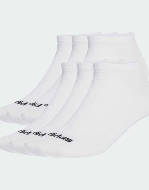 adidas performance Linear crew socks cushioned socks 6 pair pack in white / black - view 1