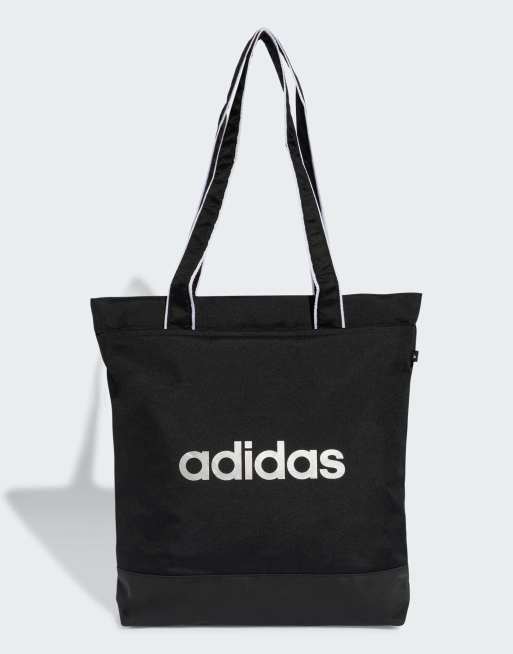 adidas performance – Linear Essentials – Czarno-srebrna torba typu shopper