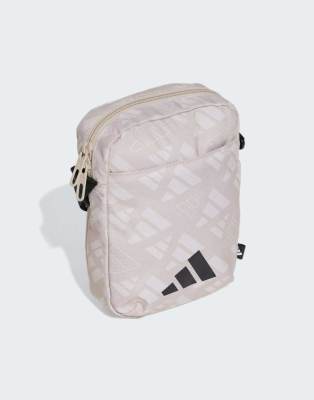 adidas Performance - Linear - Gemusterte Organizer-Tasche in Beige, Orbit Grey und Schwarz-Neutral