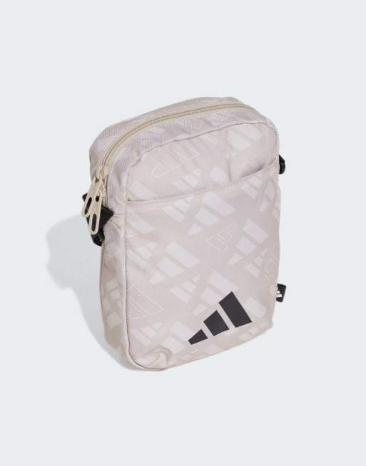 adidas Performance – Linear – Gemusterte Organizer-Tasche in Beige, Orbit Grey und Schwarz