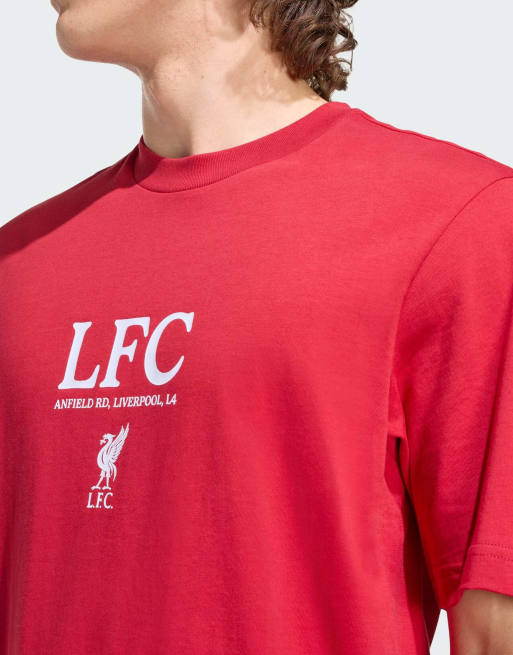 adidas performance Liverpool fc seasonal graphic tee in strawberry red, 4 of 4