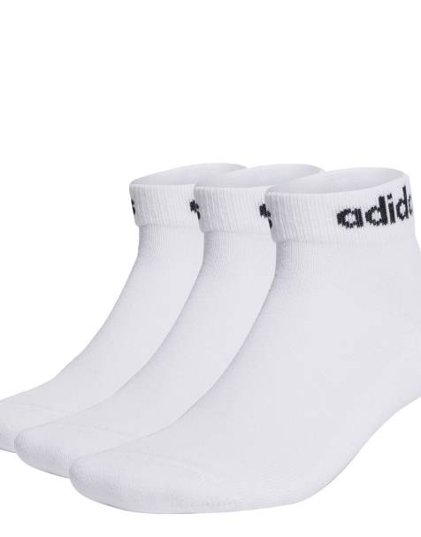 adidas Performance - Lot de 3 paires de chaussettes basses rembourrées avec logo linéaire - Blanc et noir - view 1