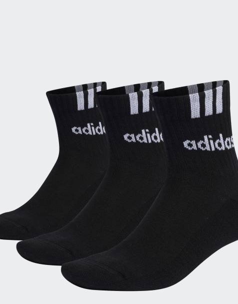 adidas Performance - Lot de 3 paires de chaussettes rembourrées avec logo 3 bandes et inscription linéaire - Blanc/noir - view 1