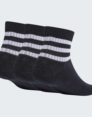 adidas Performance - Lot de 3 paires de chaussettes de sport basses et rembourrées à logo 3 bandes - Noir et blanc