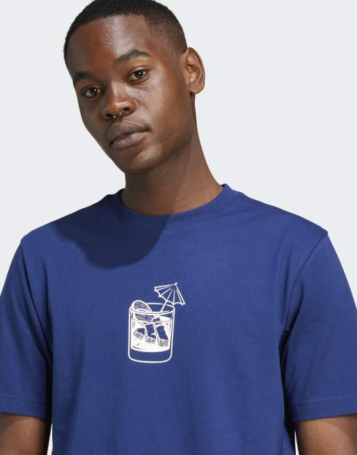 adidas Performance - Lounge - T-shirt à motif cocktail - Bleu foncé, 3 de 4