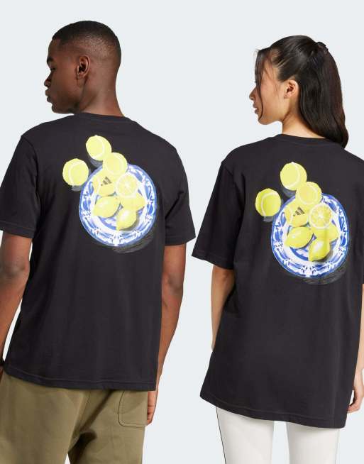adidas performance - Lounge - T-shirt met grafische citroenprint van een fruitschaal in zwart