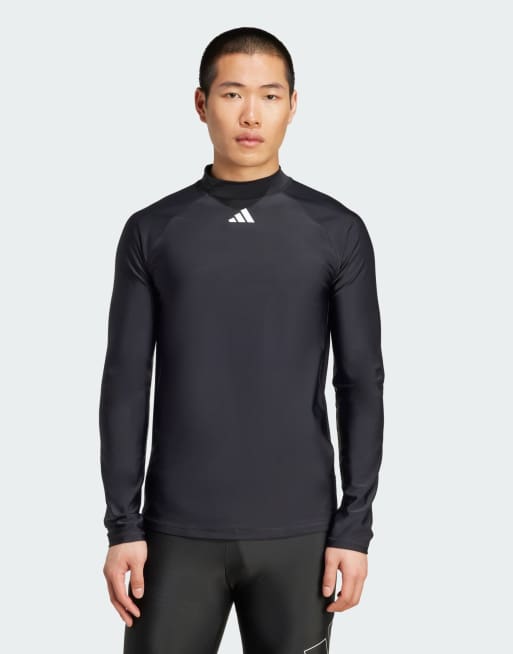 adidas performance - Maglia rashguard a maniche lunghe nera / bianca