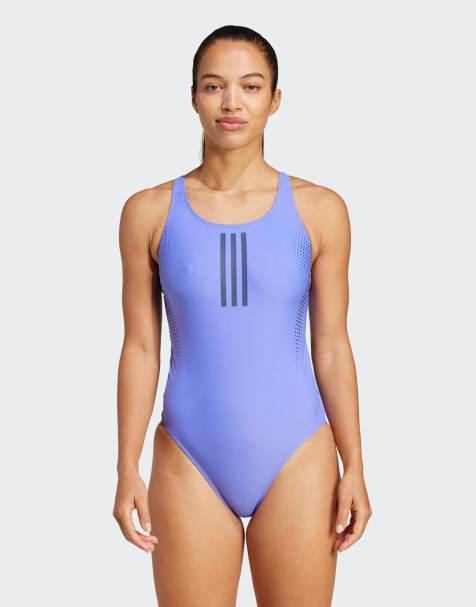 adidas performance - Maillot 1 pièce à 3 bandes avec dos en V et imprimé graphique - Bleu de cobalt - view 1