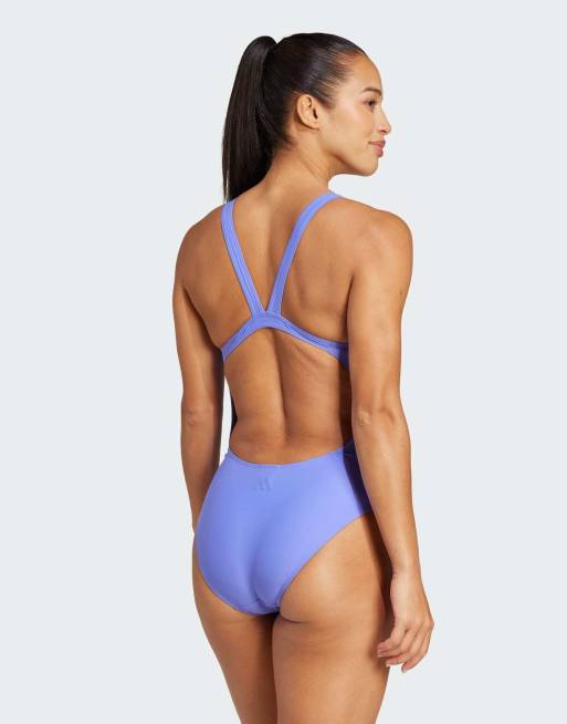 adidas performance - Maillot 1 pièce à 3 bandes avec dos en V et imprimé graphique - Bleu de cobalt, 3 de 4