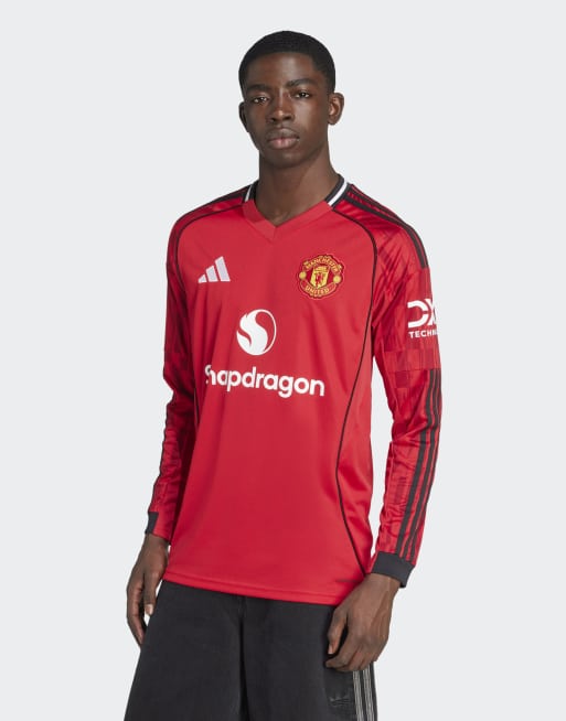adidas Performance – Manchester United 25/26 Home – Czerwona koszulka piłkarska z długimi rękawami