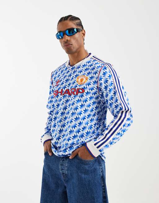 adidas Performance - Manchester United Away - Langærmet multifarvet 90'er-udebanetrøje