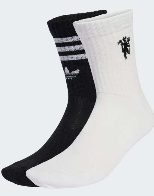 adidas Performance - Manchester United - Confezione da 2 paia di calzini bianchi / neri / rosso MUFC