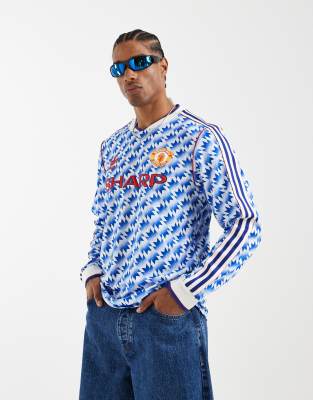 adidas Performance - Manchester United - Forma - Maillot extérieur à manches longues style années 90 - Multicolore