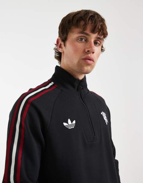 adidas Performance – Manchester United Originals – Czarny top z zamkiem pod szyją - view 1