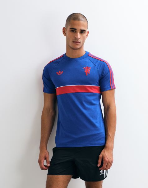 adidas performance Manchester united originals T-shirt w kolorze królewskiego błękitu - view 1