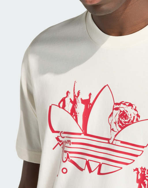 adidas Performance Manchester United seasonal graphic tee in off white, 2 of 4