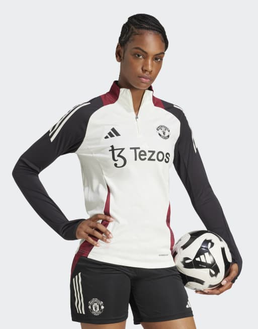 adidas Performance – Manchester United Tiro 24 – T-shirt sportowy w kolorze złamanej bieli i czarnym