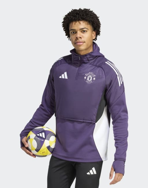 adidas Performance – Manchester United Tiro 25 Competition – Fioletowo-czarno-biały zimowy top treningowy