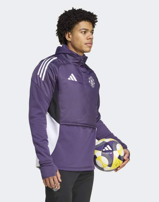 adidas performance Manchester united tiro 25 competition winterized top in aurora plum / white / black, 3 of 5
