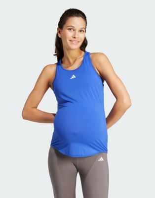 adidas performance maternity AEROREADY Train Essentials Slim-Fit Tank Top in Blue - ASOS Price Checker
