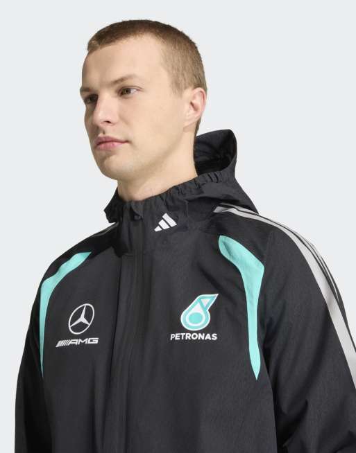 adidas Performance – Mercedes-AMG Petronas Formel 1 Team Mechanics – Regenjacke in Schwarz/Grey Two, 4 von 4
