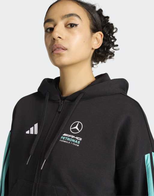 adidas performance - Mercedes - amg Petronas formula 1 team dna - Felpa con cappuccio e zip nera/semi menta rush, 2 di 4