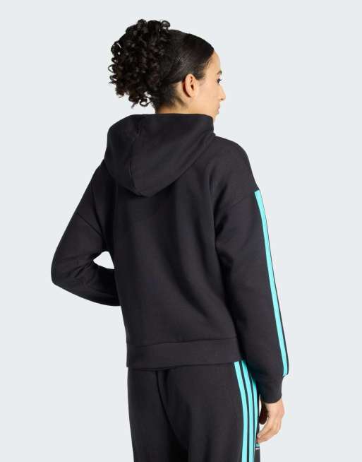 adidas performance - Mercedes - amg Petronas formula 1 team dna - Felpa con cappuccio e zip nera/semi menta rush, 4 di 4