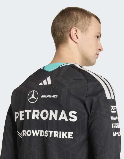 adidas performance Mercedes AMG Petronas Formula 1 Team Driver authentic long sleeve jersey in black, 3 of 4