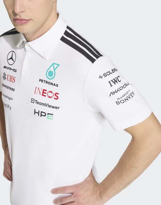 adidas performance Mercedes AMG Petronas Formula 1 Team Engineers polo shirt in white, 3 of 4