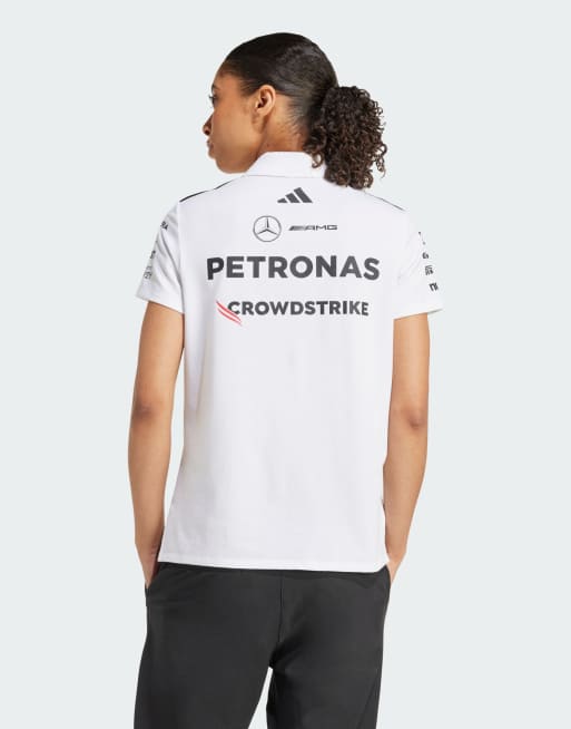adidas Performance - Mercedes AMG-Petronas Formula One Team DNA - Meleret hvid poloskjorte med sort logoprint