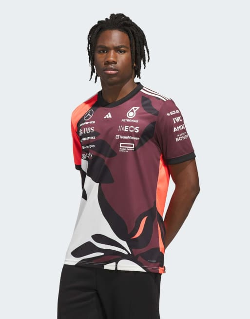 adidas performance – Mercedes AMG Petronas Formula One Team Driver Jersey Replica Summer Pack – Dżersejowy T-shirt w kolorze czerwonym i złamanej bieli