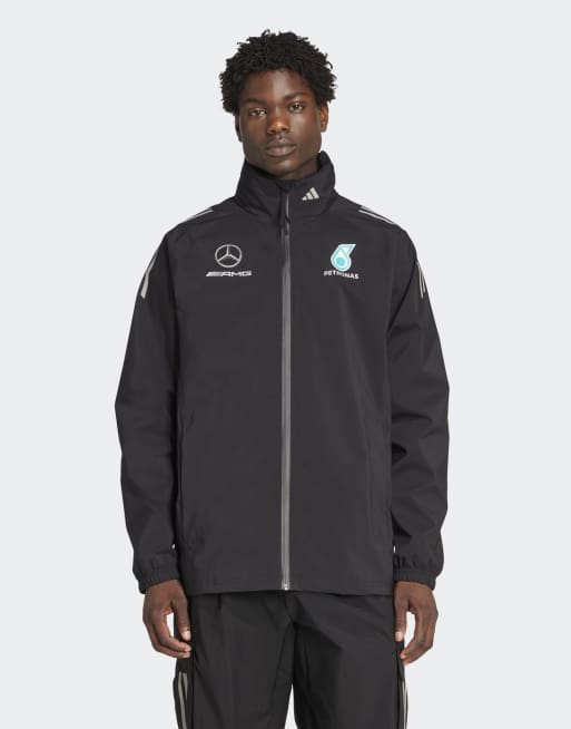 adidas Performance - Mercedes AMG Petronas Formula One Team Mechanics - Giacca da pioggia color nero/argento catarifrangente