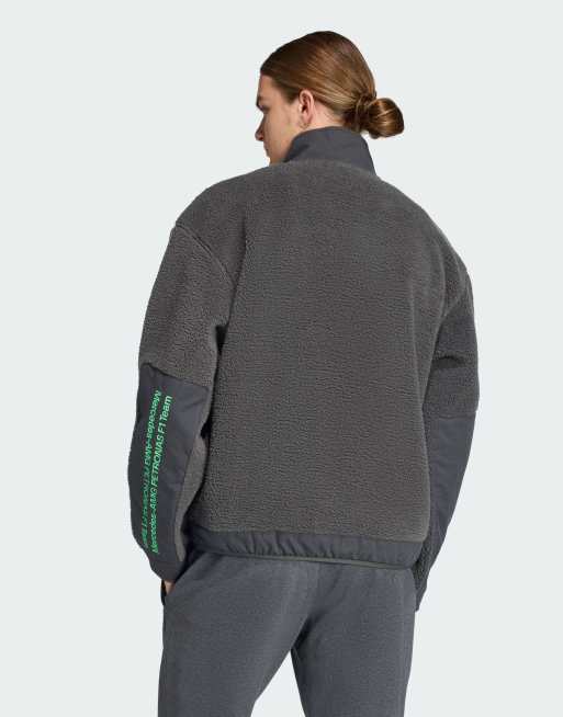 adidas performance Mercedes - amg petronas formula one team premium sweat half-zip fleece in dgh solid grey, 2 of 4