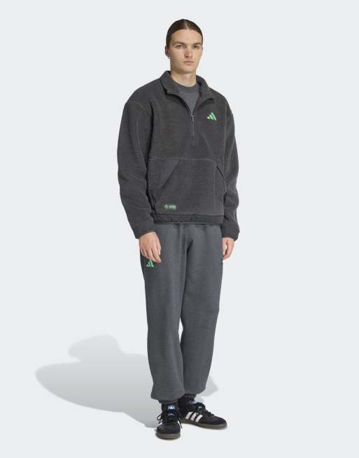 adidas performance Mercedes - amg petronas formula one team premium sweat half-zip fleece in dgh solid grey, 3 of 4
