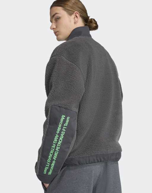 adidas performance Mercedes - amg petronas formula one team premium sweat half-zip fleece in dgh solid grey, 4 of 4