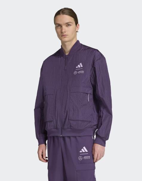 adidas performance Mercedes - amg petronas formula one team premium woven bomber jacket in aurora plum - view 1
