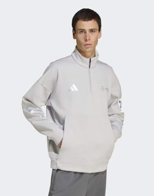 adidas performance Mercedes AMG Petronas Formula One Team silver arrows half-zip sweat in grey two