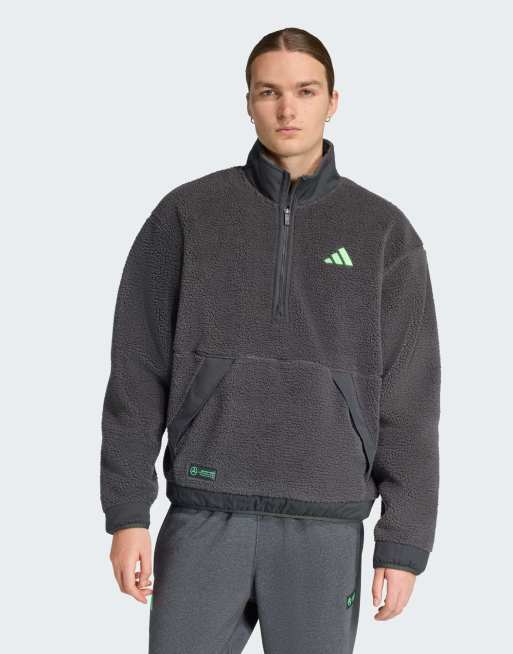 adidas Performance - Mercedes AMG Petronas Formula One Team - Sweat en polaire de qualité supérieure à col zippé - Gris uni dgh