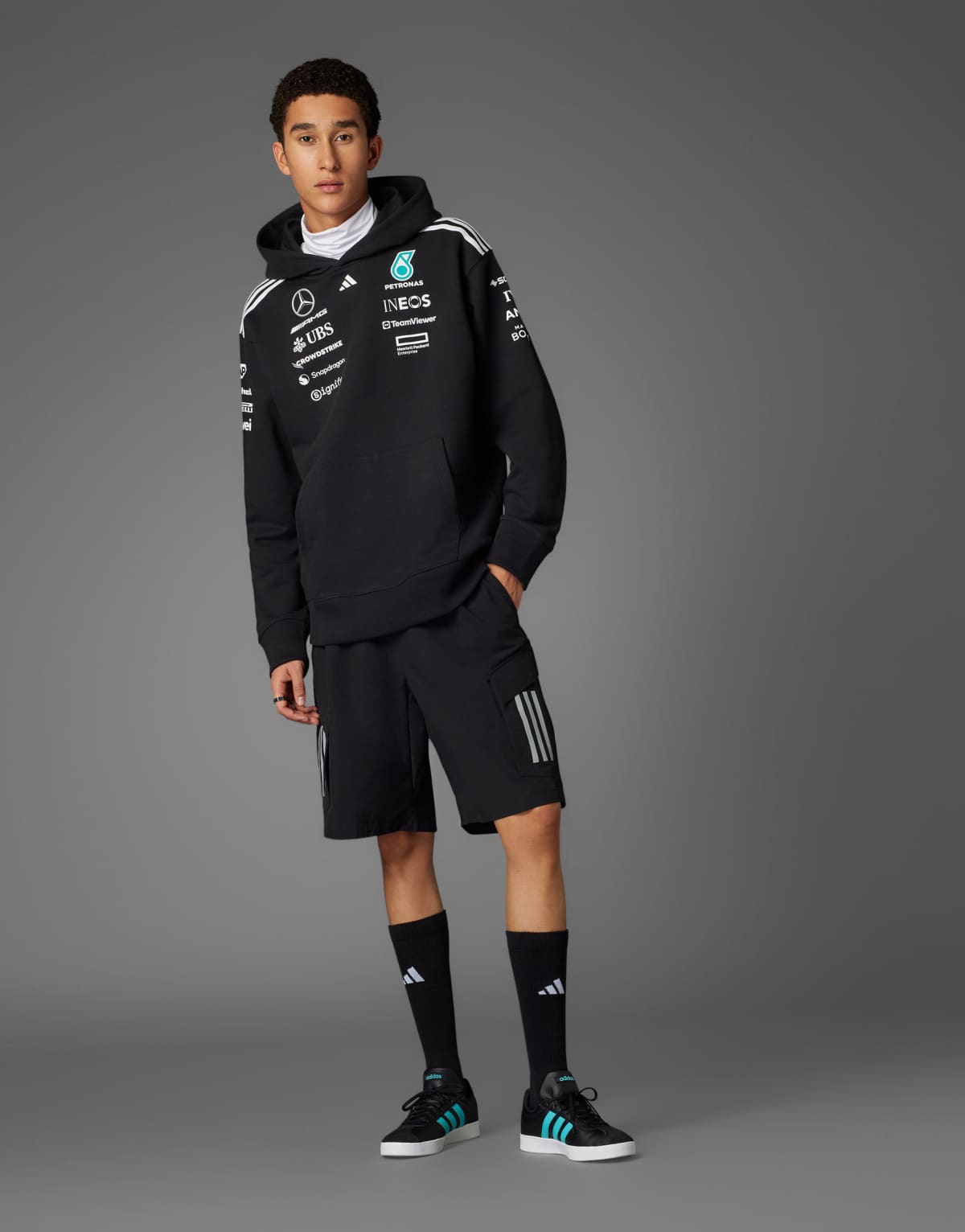 adidas Performance Mercedes F1 hoodie in black
